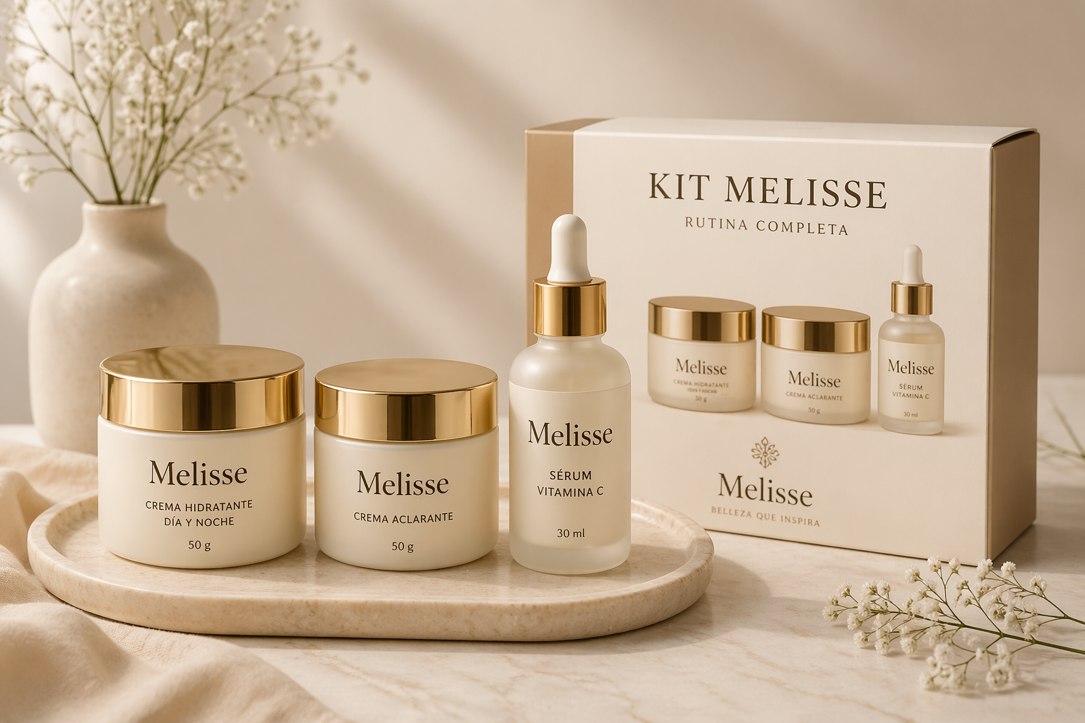 Kit Melisse con los tres productos de la rutina